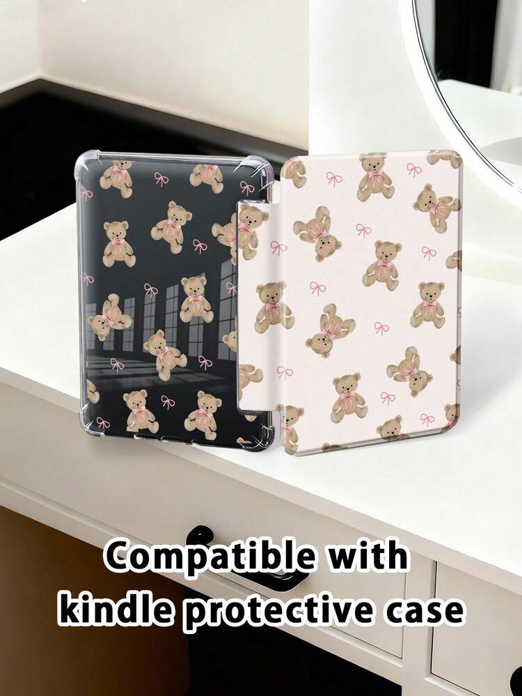 可爱小熊蝴蝶结图案平板电脑保护套，兼容苹果Air 11英寸M3（2025款）/M2（2024款）、Air第五代（2022款）、（A16）11英寸第十一代（2025款），也兼容三星Galaxy Tab平板电脑和Kindle Paperwhite第十二代（2024款）。透明背壳，时尚图案保护套，支持自动睡眠/唤醒功能，配备气囊保护，适合作为礼物或办公使用。 - 彩色 - 查看 7