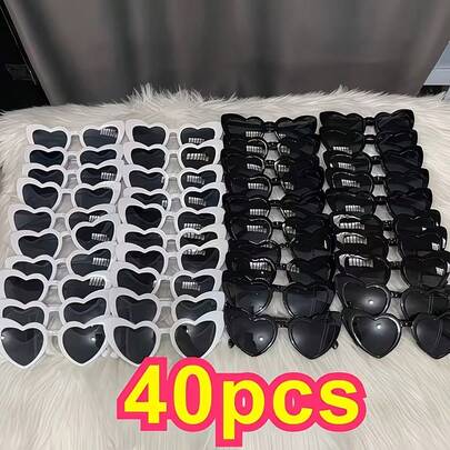 40只心形玻璃杯 | 婚礼派对配饰，情侣/朋友礼物 | 生日、万圣节、圣诞节、单身派对、婚礼庆典 | 心形玻璃杯