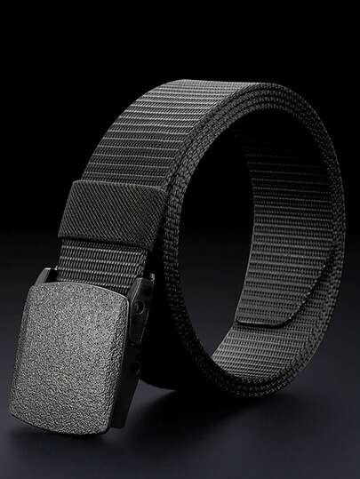 1pc Unisex Adjustable Length Woven Belt, No Metal, Casual Nylon, Solid Color