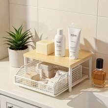 Modern Kitchen Microwave Rack Storage Rack - Sturdy Solid Wood And Metal Structure, Space-Saving Countertop Storage Rack - Black - View 6
