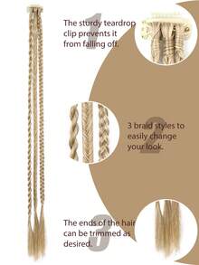 女士合成编织假发，三股辫，自然逼真，时尚独特的水滴形辫子。 - 彩色 - 查看 2