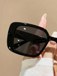 1 par de gafas de moda con montura negra rectangular, adecuadas para vacaciones, accesorios de fiesta, accesorios de playa, gafas para mujer - Negro - Ver 2