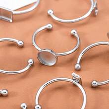 10个不锈钢开口戒指底座，扁平空白底座，适用于DIY珠宝制作、宝石镶嵌 - 不銹鋼戒指托 - 查看 7