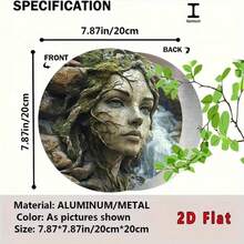 HELLOYOUNG Vintage Metal Tree Face Wall Art - 2D Flat Printed Retro Iron Wall Sign With 8 Inch Colorful Floral Design, Durable Indoor Outdo - TYA32221--20x20cm - 查看 6