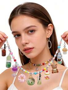 5/30/50/80/100/150/200颗多色亮面玻璃珠 - 透明首饰制作套装 - 可制作独特的项链、手链和耳环，适合DIY爱好者 - 彩色 - 查看 5