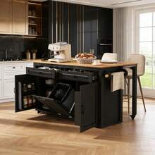 Mobile Storage Islands - Black + MDF - View 1