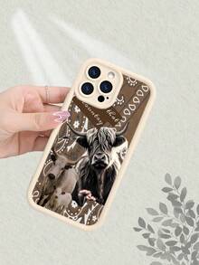Western Highland Cow & Calf Phone Case, Aesthetic Country Style Bull Graphic With Paisley Pattern, Shockproof Protective Soft Cover Compatible With IPhone 17/16/15/14/13/12/11/7/X Pro Max Plus - Cà phê nâu - Xem 5