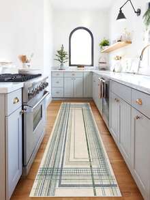 1 pieza Alfombra de pasillo moderna minimalista desgastada - Línea abstracta geométrica - Para baño, cocina, entrada, pasillo, lado de la cama, sala de estar, dormitorio y talla grande + Alfombra suave lavable para todas las estaciones, decoración del hogar - Multicolor - Ver 4