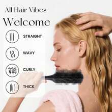 Koeuoi Classic Curly Hair Brush - 9 Row All Black Styling Brush For Styling, Smoothing Longer Hair And Defining Curls For Women And Men Wet Or Dry Hair - White - View 6