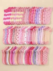 20双随机款式儿童船袜，女孩日常时尚，休闲运动，校园风格，适合户外旅行、跑步、打篮球、室内校园派对、聚会等场合。可作为生日礼物、节日礼物、儿童节礼物。 - 彩色 - 查看 5