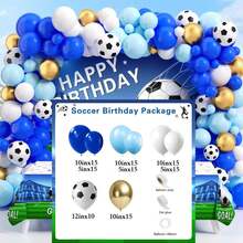 118pcs Soccer-Themed Balloon Arch Set, Includes Latex Balloons In Dark Blue, Light Blue, White, And Gold With Soccer Patterns. Perfect For Birthday Parties, Baby Showers, Gender Reveal Parties, Sporting Events, Graduation Ceremonies, And Other Soccer-Themed Parties. - Multicolor - View 7