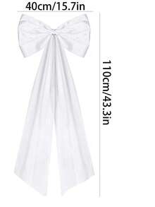 1pc 43in Giant White Bow Ribbon, Writable Design, Suitable For Door/Wall Decor, Wedding Car, Bridal Shower, Streamer Party Backdrop, Church Pew, Theme Party, Birthday, Romantic Atmosphere Decoration - 多色 - 查看 2