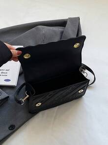 2025夏季女士高品质手提包，时尚百搭的单肩/斜挎包，方形包 - 黑色 - 查看 11