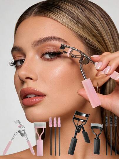Eyelash Curler & Separator Set, Eyelash Curler With 1 Lash Comb And 3 Disposable Lash Wands, Professional Eyelash Curling And Beauty Kit For All Eye Shapes, Pink