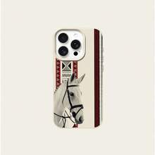 1 pieza Funda de teléfono con patrón elegante de caballo blanco de material TPU, compatible con iPhone 17 Pro Max/17/16 Pro Max/15/13/12/11, S20 FE/A15/S24/A55, compatible con Redmi Note 11/Note 12/Note 13 Pro, cubierta protectora suave antideslizante de cobertura completa - Blanco - Ver 5