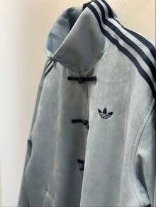 Adidas & Tang Suit Men Hanfu Chinese Traditional Clothes Long Sleeve Jacket , Tang Suit Jacket, Chinese Style, Chinese Embroidered Jacket For Men - 灰色 - 查看 2