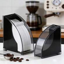 1pc Coffee Filter Paper Holder With Lid, Filter Paper Storage Box, Dust-Proof And Moisture-Proof, Coffee Station Organizer Rack, Suitable For Bar/Home/Office - Black - View 1