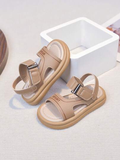 1 Pair New Kids Sandals, Boys Girls Summer Sandals, School/Beach Style, Non-Slip Sole, Breathable, Lightweight, Hook And Loop Design, Comfortable Outdoor Casual