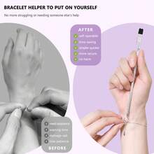 1 chiếc dụng cụ hỗ trợ đeo vòng tay hai đầu, dụng cụ hỗ trợ đeo trang sức đa năng, phù hợp với nhiều loại vòng tay, chiều dài 6,7 inch/17cm. - Dụng cụ hỗ trợ làm vòng tay hai đầu - Xem 8