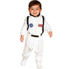 Fantasia Bebê Menino Infantil Roupa Uniforme Astronauta Realista de Luxo Bordado Sem Capacete - Branco - Visão 7