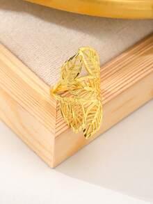Luxury & Elegant Minimalist Women's Gold Ring - Made Of Copper Plated With 24K Gold - Adjustable Open Size - Multiple Styles To Choose From - Alternative To Gold Rings - Yellow Gold - View 13