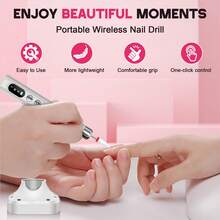 升级版无线电动美甲钻，配备12个钻头，便携式电动修甲美足工具，电动指甲抛光器，500mAh - 彩色 - 查看 4