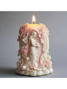 Floral Goddess Embossed Cylinder DIY Handmade Fragrance Plaster Multifunctional Silicone Mold - White - View 4