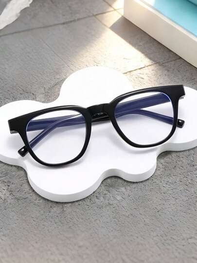 1pc/2pcs Plain Square Flat Lens Glasses, Retro Minimalist Eyeglasses Frame, Korean Style