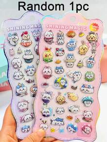 1pc Random Rainbow Embossed Decorative Stickers, Handmade DIY High-Quality Creative 3D Embossed Stickers, Cute Pet Animal Stickers (Some Styles May Have Color Differences And Are Shipped Randomly) - Multicolor - View 6