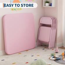 Set Mesa y Sillas Infantil Plegable - Asientos Cómodos de PU | Para Comedor, Actividades y Espacios Pequeños - Rosa - Ver 5