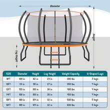 8FT 10FT 12FT 14FT 15FT 16FT Outdoor Trampoline With Enclosure Net And Ladder, Recreational Trampolines With Quick Connect Frame, ASTM Approval - Black - View 4