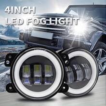 60W 4 Inch LED Fog Lights With White Halo Ring DRL Amber Turn Signal Lamp For JK TJ LJ Dodge Chrysler - A - View 8