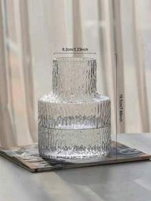 1个复古纹理玻璃花瓶 - 宽口花束容器和水培植物展示架 - 透明桌面装饰，适用于家居/婚礼装饰 - 农舍餐厅点缀、波西米亚风置物架装饰、乡村婚礼接待必备、极简主义客厅装饰、水培植物盆栽家居装饰花瓶 - 加厚款 - 查看 5