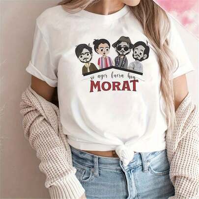 1 Piece Morat Top Wo Designer Haruku Comic Funny Women's Clothing Haruku Y2k 180g 100% Cotton