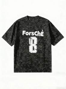 2026 Summer New Women Casual Loose Round Neck Retro Distressed Numeric Graphic Tee, Versatile Street Style Short Sleeve T-Shirt - Black - View 4