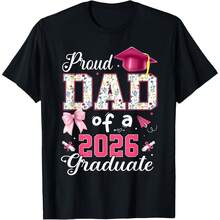 Senior 2026 Proud Dad Of A 2026 Graduate Family Coquette T-Shirt Women T-Shirt Men Tshirt  ,Short-Sleeved ,Casual Fashion Tshirt, Unisex Style, Sports T-Shirt, Party T-Shirt, Gift Tee, Holiday T-Shirt,Size S-4XL, 100% Cotton, Black - Đen 3 - Xem 1