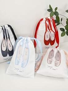 1pc Portable Breathable Mesh Dance Bag, Women Ballet Shoes Storage Drawstring Bag - Multicolor - View 2