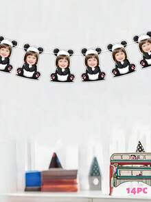 7/14/21pc Customized Cute Panda Banners,Personalized Panda Theme Banners,Birthday Party Decorations,Custom Face Photo Banner,Panda Home Wall,Event Party Decorations Banner - Multicolor - View 8