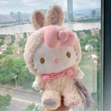 SANRIO 1个彩色变形兔系列毛绒挂件，可作包包/背包装饰，猫咪配饰，高端毛绒玩偶，儿童益智玩偶 - 白色 - 查看 7