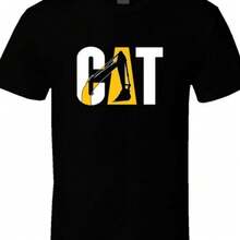 CAT Caterpillar Excavator THUNDERCATShinery Heavy Excavation T Shirt Tee Gift New - 黑色 - 查看 1