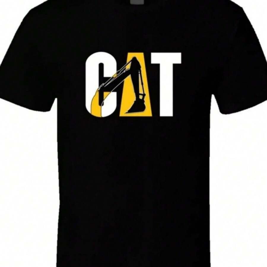 CAT Caterpillar Excavator THUNDERCATShinery Heavy Excavation T Shirt Tee Gift New - 黑色 - 查看 1