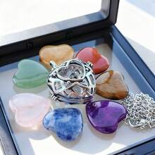 7件套水晶吊坠套装，心形宝石，笼锁吊坠，水晶石，情人节、万圣节、圣诞节、新年礼物，送给爱人 - 多色 - 查看 2