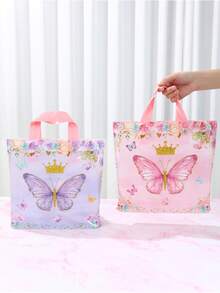 25/50pcs Butterfly Pattern Gift Bags,Pink And Purple Plastic Handbag Tote Bag, Treat Bag,Pink Butterfly Party Decorations,Baby Shower Decorations,Party Favor Handheld Bags, Bridal Shower Favors,Gender Reveal Party Supplies,1st Birthday Party Decor,Baby Girl Party Supplies,Princess Party Supplies,Baby Girl Shower Gifts - Bươm bướm - Xem 2