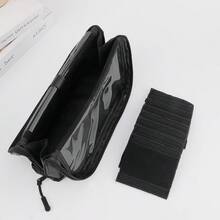 1 Convenient Vertical Foldable Large-Capacity Makeup Artist Storage Bag Travel Professional Makeup Bag Beauty Bag Makeup Brush Holder With 8 Hook And Loop Free Splicing Adjustable Separated Makeup Brush Pencil Case (Black). - Multicolor - View 6