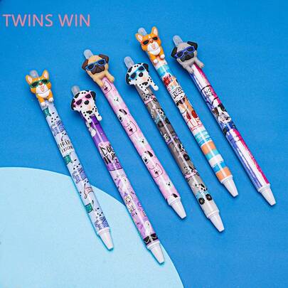 6pcs Creative New Puppy Shaped Neutral Pens, Blue Ink Suitable For Journaling, Note-Taking, Office And School