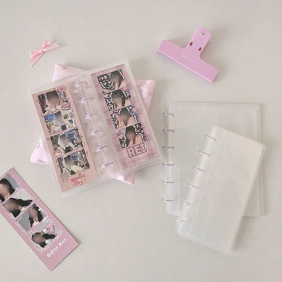 1pc Mushroom Shaped 4-Slot Photo Album, Student Idol Scrapbook Loose-Leaf Photo Album, Long Strip Photo Holder