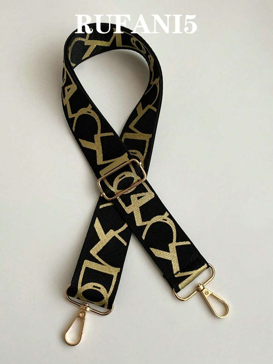 字母圖形包帶可調節便攜式包飾，時尚耐用，適用於新手和白領工人，適用於十幾歲的女孩、女性和大學生的包裝禮品 - 黑色 - 查看 1