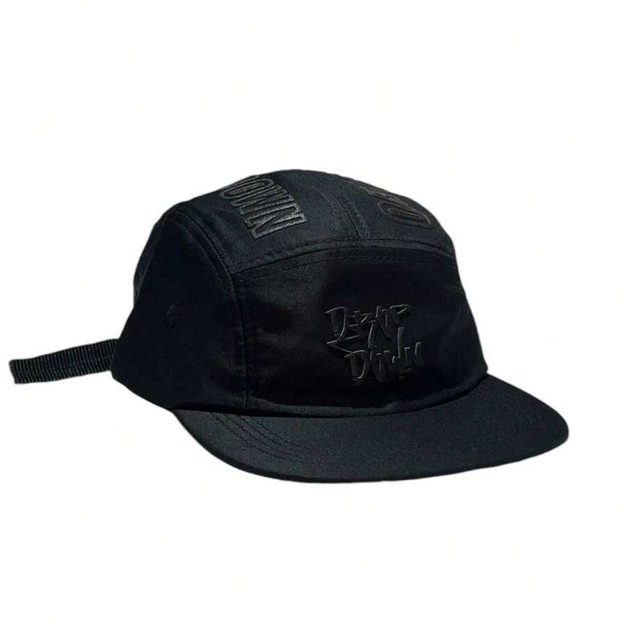 Black Graphite Five Panel Cap On - All Black - View 1