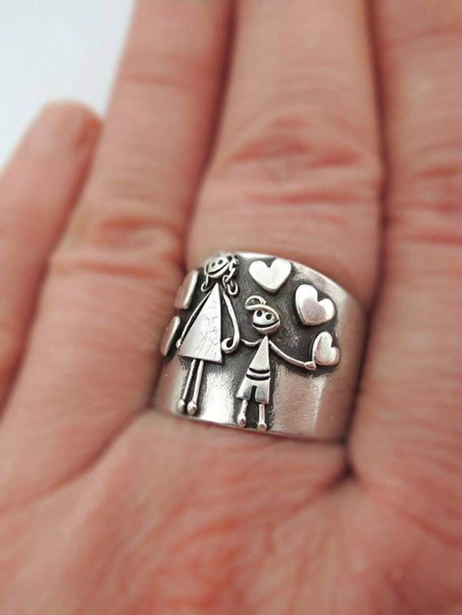 Cincin Pasangan Tembaga Buatan Tangan Antik, Cincin Kenangan, Cincin Hadiah, Cincin Pernikahan Bohemian - Perak - View 1