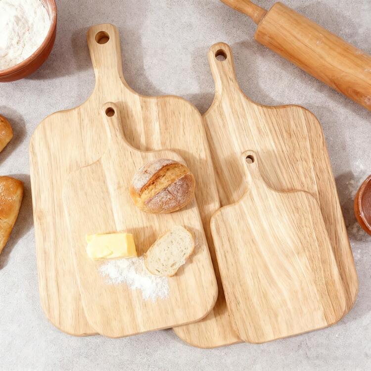 1PC High Quality Oak Cutting Board, Acacia Wood Handle Cutting Board, Double-Sided Cutting Board, Cutting Board With Handle, Butcher Board. Versatile Pizza And Meat, Bread, Vegetables, Fruit, Cheese Serving Plate. Durable And Easy To Clean. Ideal For Family Kitchens, Dorms, Outdoor Picnics, Parties. The Perfect Gift For Home Cooks. - Multicolor - View 6